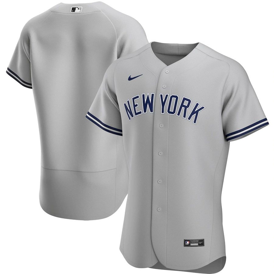 Mens New York Yankees Nike Gray Road Authentic Team MLB Jerseys